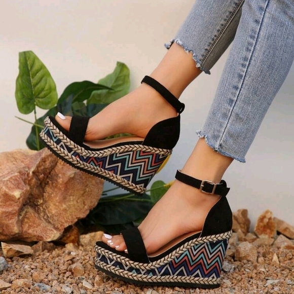 Shoes - New Spring Summer Fashion Women Chunky Wedge Platform Sandals With Bare Straps